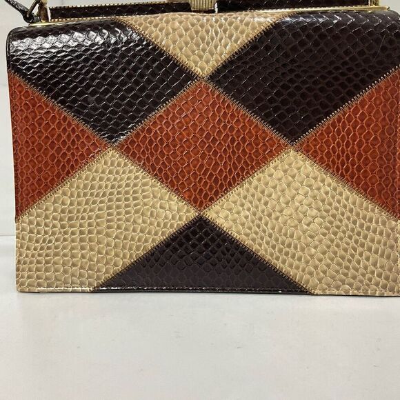 VINTAGE 60’s Leather Faux Snakeskin An Air Step Handbag - Picture 2 of 8